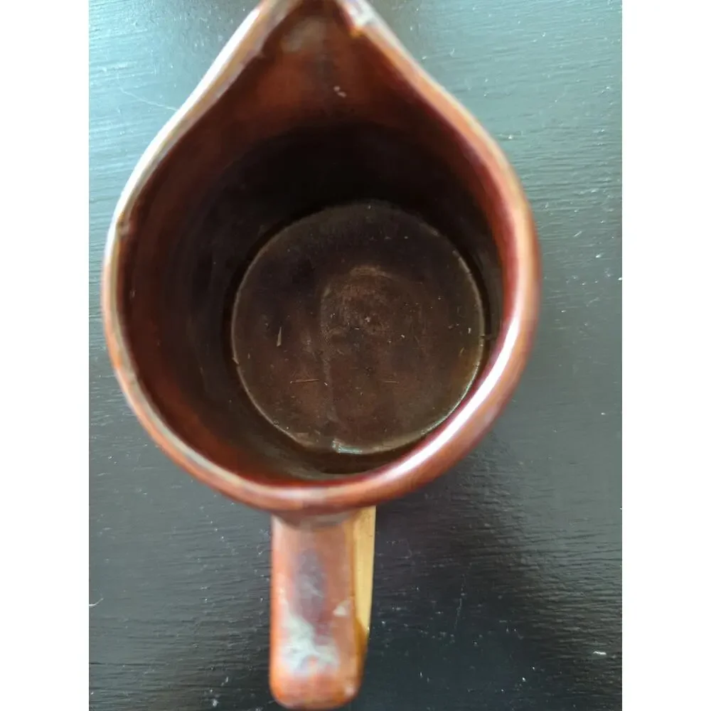 Set Of Stone Ware Measuring Cups Two Toned Brown & Wheat 1, 3/4 & 1/2 Cups